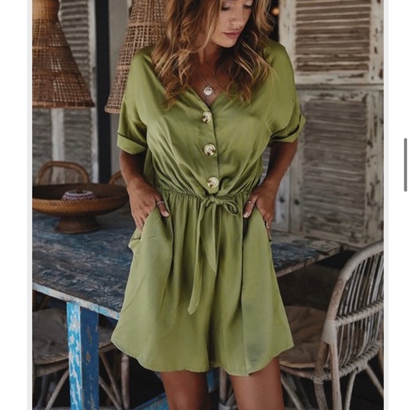 Olive Green Romper - Picture 1 of 2